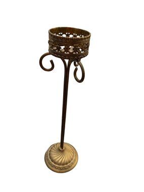 Vintage solid brass 12.5'x3.5" geometric classic candle stick holder SKU 9990